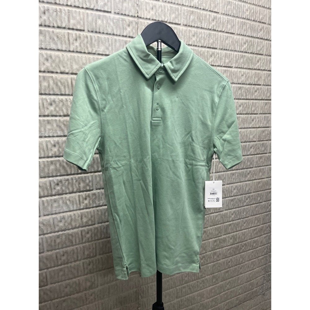 Free Assembly Luxe Everyday Polo Topiary Green XS Short Sleeve‎ Cotton Shirt NEW